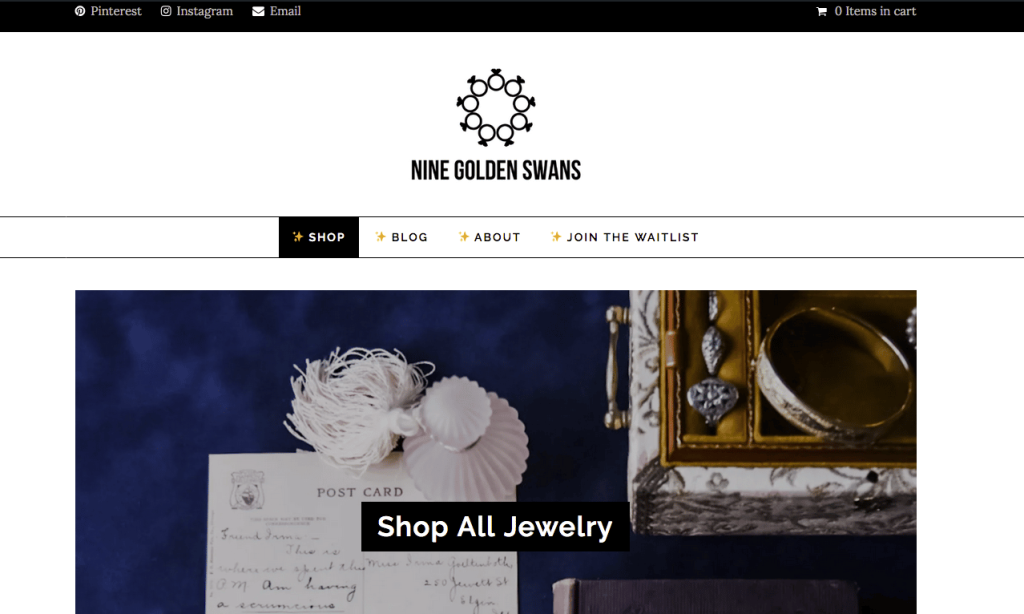screen capture of original nine golden swans website